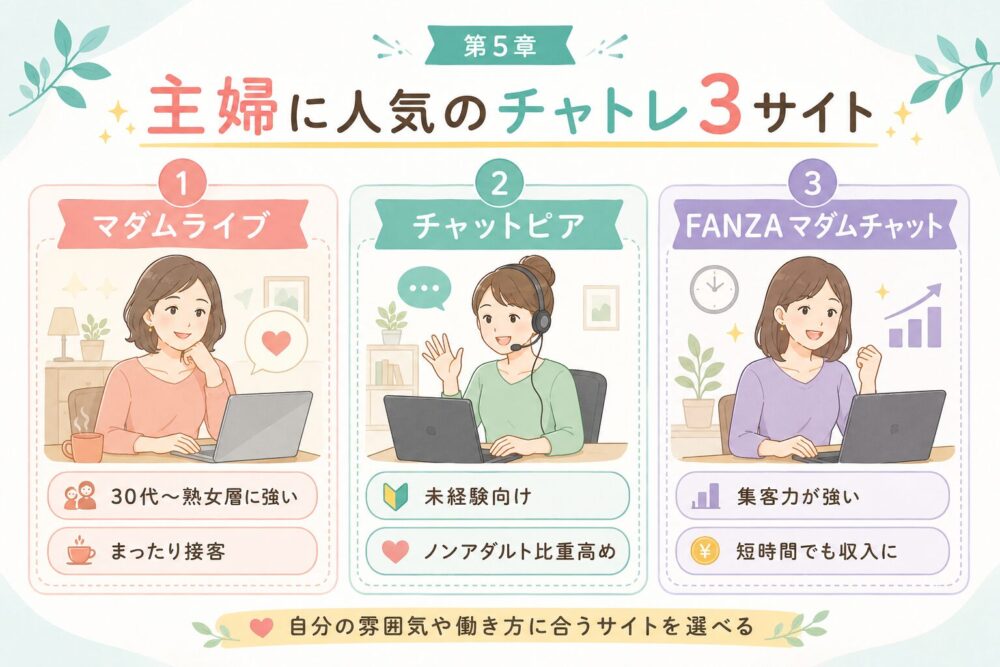 主婦に人気のチャトレ3サイト