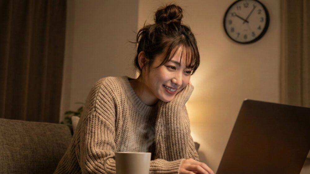 パソコンを見る女性