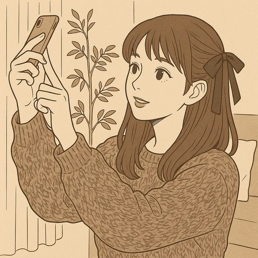 自撮りをする女性