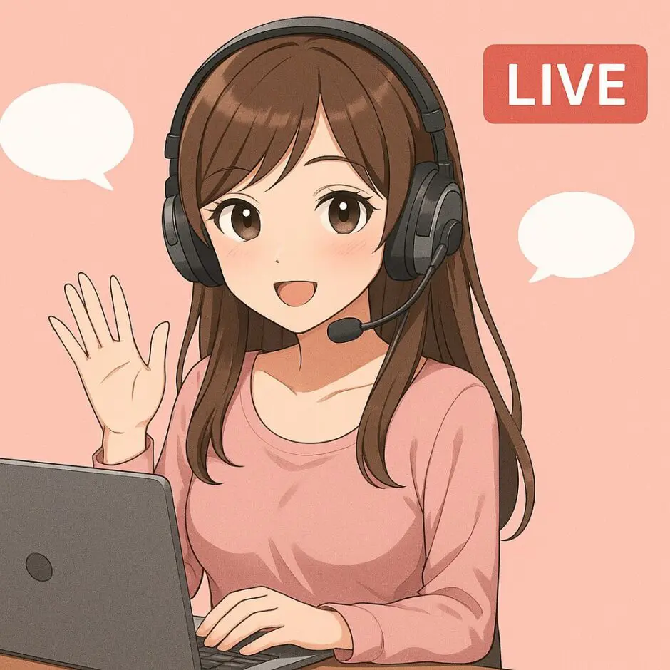 ライブ配信する女性